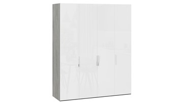 Шкаф для одежды Эмбер СМ-348.07.011 (Дуб Гамильтон/Белый глянец) в Уфе