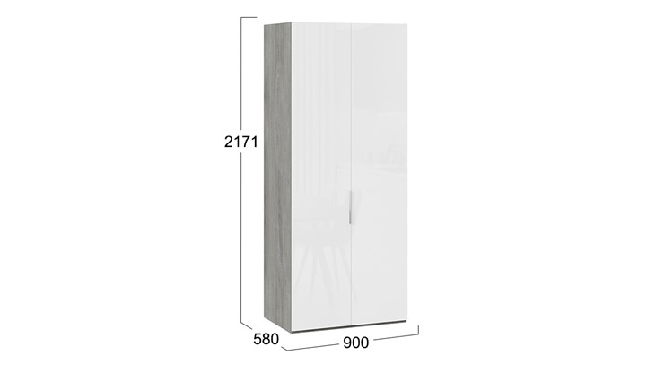 Шкаф двустворчатый Эмбер СМ-348.07.003 (Дуб Гамильтон/Белый глянец) в Стерлитамаке - изображение 1
