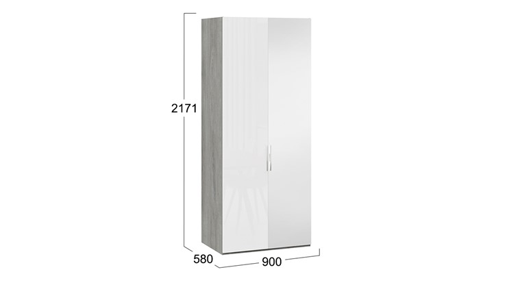Шкаф Эмбер СМ-348.07.005 R (Дуб Гамильтон/Белый глянец) в Стерлитамаке - изображение 1