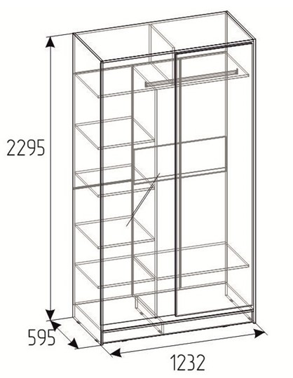 Шкаф 2-х дверный 1200 Домашний Зеркало/ЛДСП, Atelier светлый в Стерлитамаке - изображение 2