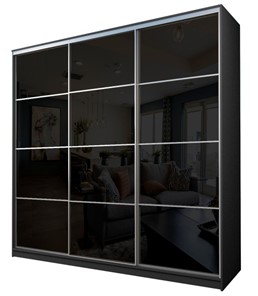 Шкаф 3-х дверный MAX МШ-25-6-24/2-222, Профиль Серебро/Цвет Графит/Oraclal черного цвета в Салавате