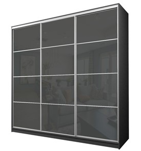 Шкаф 3-х дверный MAX МШ-27-6-24-222, Профиль Белый/Цвет Графит/с темно-серой пленкой Oracal в Стерлитамаке