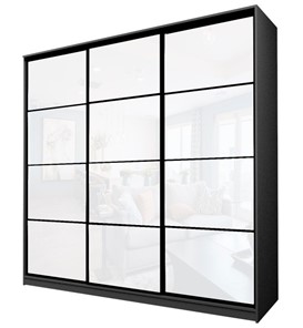 Шкаф 3-х дверный MAX МШ-27-6-24/2-222, Профиль Черный/Цвет Графит/с белой пленкой Oracal в Стерлитамаке