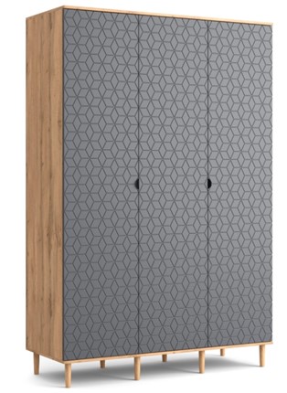 Распашной шкаф Денвер, трехдверный, (Дуб Вотан/Графит) в Стерлитамаке - изображение