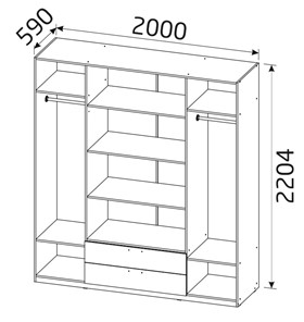 Распашной шкаф Классика с 2 ящиками (500) в Стерлитамаке - предосмотр 1