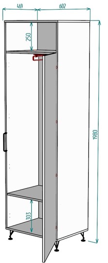Распашной шкаф Лофт H38, ДВ-Графит в Стерлитамаке - изображение 1