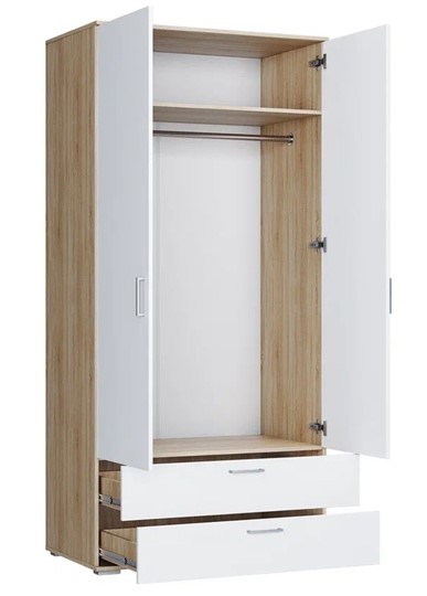 Шкаф со створками ШР-2/1 с ящиками Лайт Дуб сонома / Белый в Стерлитамаке - изображение 1
