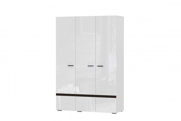 Шкаф 3х-дверный Соло, белый/белый глянец/венге в Стерлитамаке - изображение