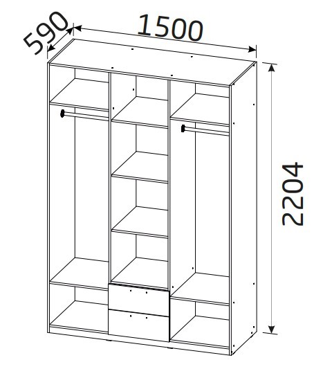 Распашной шкаф 3-х дверный Вега с 2-мя ящиками в Стерлитамаке - изображение 1