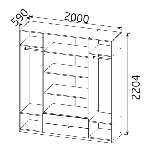 Шкаф 4-х дверный Вега с 2 ящиками в Стерлитамаке - изображение 1