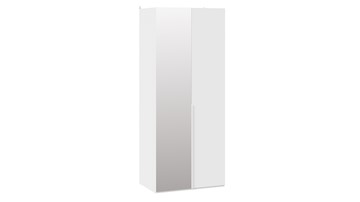 Шкаф с 1 глухой и 1 зеркальной дверями Порто (580) СМ-393.07.005 (Белый жемчуг/Белый софт) в Уфе - предосмотр
