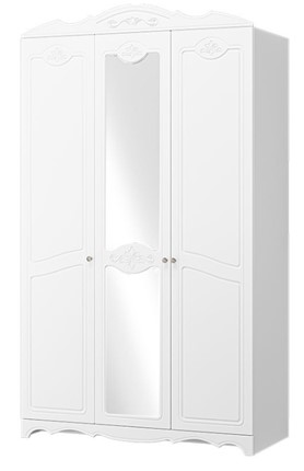 Шкаф трехдверный Лотос ШР-3 (Белый) 1 зеркало в Стерлитамаке - изображение