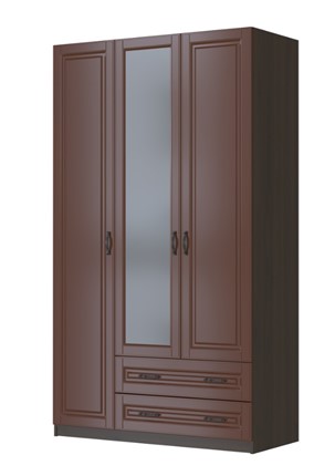 Шкаф трехстворчатый в спальню Кантри лак орех ШР-3, с 1 зеркалом в Стерлитамаке - изображение