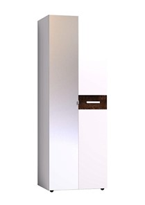 Шкаф-пенал Норвуд 54 фасад зеркало + стандарт, Белый-Орех шоколадный в Стерлитамаке