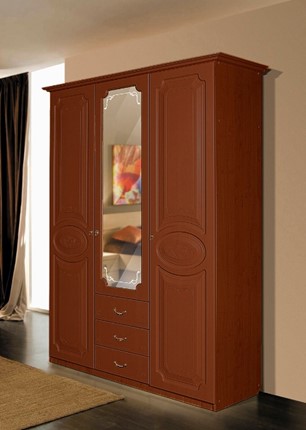 Шкаф распашной Ивушка-5 3-х створчатый с ящиками, цвет Итальянский орех в Стерлитамаке - изображение