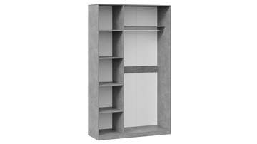 Распашной шкаф 3-х дверный с зеркалом Хилтон (Ателье светлый, Белый матовый) в Стерлитамаке - предосмотр 2
