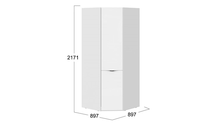 Угловой шкаф со стеклянной дверью Глосс СМ-319.07.311 (Белый глянец/Стекло) в Стерлитамаке - изображение 1