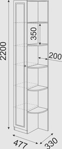 Угловой шкаф-стеллаж Беатрис М13 левый (Орех Гепланкт) в Салавате - предосмотр 3