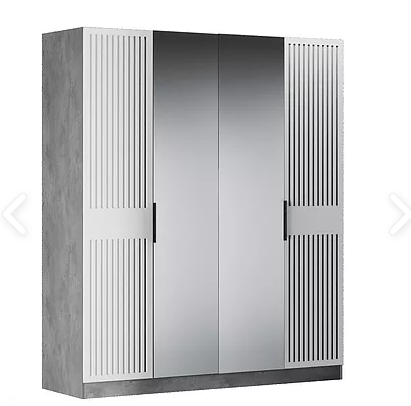 Шкаф 4-створчатый Бержер, 2 двери глухие + 2 шт с зеркалом в Стерлитамаке - изображение