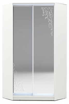 Шкаф-купе 2200х1103, ХИТ У-22-4-66-09, Орнамент, 2 зеркала, белая шагрень в Стерлитамаке - изображение