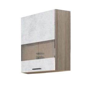 Шкаф кухонный со стеклом Модус, Ш500с/720, цемент светлый в Салавате