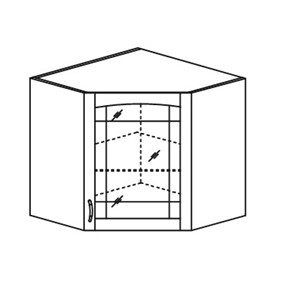 Шкаф кухонный Кантри настенный угловой со вставкой из стекла 918*600*600 мм в Уфе