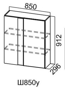 Навесной шкаф Модус, Ш850у/912, цемент темный в Салавате - предосмотр
