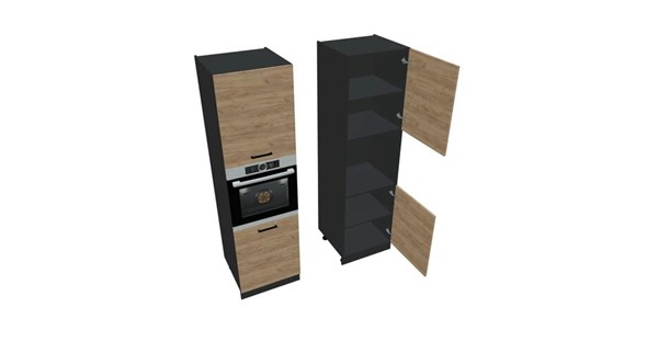 Кухонный шкаф-пенал П7 2, Дуб крафт/Антрацит в Уфе - изображение