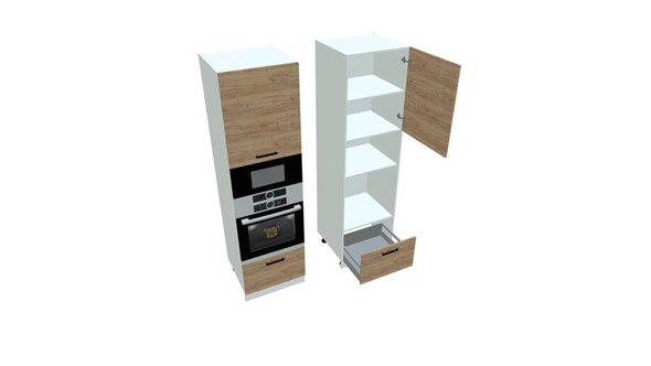 Шкаф-пенал на кухню П7 3, Дуб крафт/Белый в Уфе - изображение