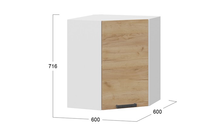 Кухонный угловой шкаф Детройт 1В6У (Белый/Дуб Крафт золотой) в Стерлитамаке - изображение 2