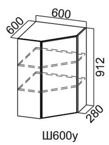 Угловой настенный шкаф Грейвуд, Ш600у/912, дуб кремовый в Стерлитамаке