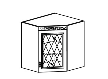 Кухонный шкаф Веста настенный угловой со вставкой из стекла 718*600*600 мм в Уфе - предосмотр