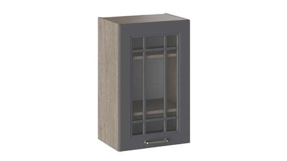 Кухонный навесной шкаф Одри со стеклом В_72-45_1ДРс (Серый) в Стерлитамаке - изображение