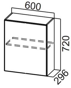 Навесной кухонный шкаф Стайл, Ш600/720(1ств), МДФ в Стерлитамаке - предосмотр