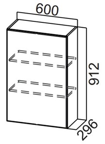 Навесной кухонный шкаф Стайл, Ш600/912(1ств), МДФ в Уфе