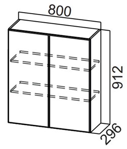 Шкаф навесной на кухню Стайл, Ш800/912, МДФ в Салавате