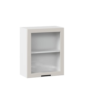 Кухонный навесной шкаф 600 со стеклом Джамис ЛД 296.350.000.105, Белый/Кашмир в Уфе