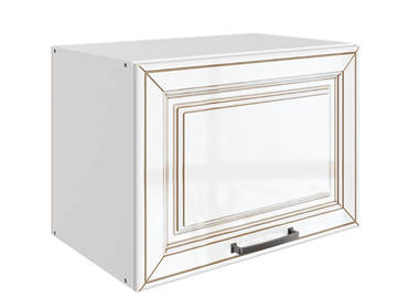 Кухонный шкаф Атланта L500 Н360 (1 дв. гл.) эмаль (белый/белый глянец патина золото) в Салавате