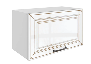 Кухонный шкаф Атланта L600 Н360 (1 дв. гл.) эмаль (белый/белый глянец патина золото) в Стерлитамаке