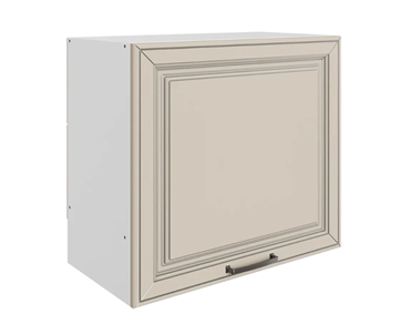 Кухонный навесной шкаф Атланта L600 Н566 (1 дв. гл.) эмаль (белый/сливки патина платина) в Стерлитамаке - предосмотр