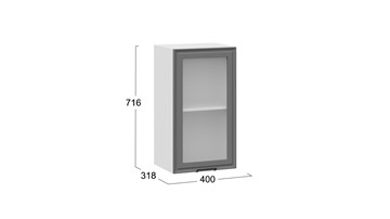 Шкаф навесной Белладжио 1В4С (Белый, Софт графит) в Стерлитамаке - предосмотр 2
