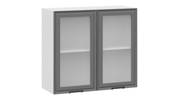 Кухонный навесной шкаф Белладжио 1В8С (Белый, Софт графит) в Стерлитамаке - предосмотр