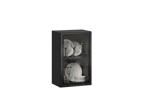Кухонный шкаф Герда 450 стекло 279.330.000.092 (Чёрный/Чёрный) в Стерлитамаке - изображение