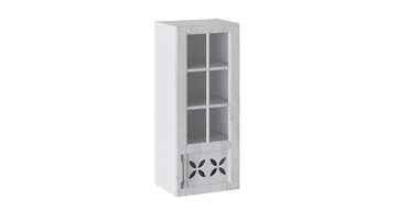 Кухонный навесной шкаф Прованс (Белый глянец/Санторини светлый) cо стеклом правый В_96-40_1ДРДс(R) в Стерлитамаке