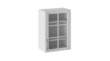Навесной шкаф Прованс (Белый глянец/Санторини светлый) со стеклом В_72-50_1ДРс в Стерлитамаке