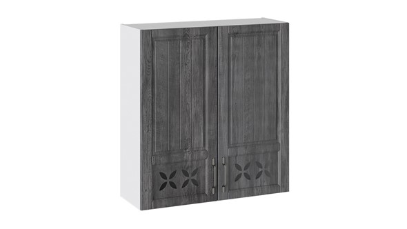 Навесной кухонный шкаф Прованс (Белый глянец/Санторини темный) В_96-90_2ДРД в Стерлитамаке - изображение