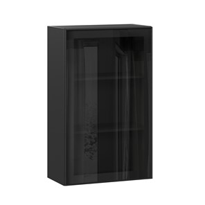 Кухонный шкаф высокий со стеклом 600 Индиго ЛД 298.450.000.170, Чёрный/Чёрный в Стерлитамаке - предосмотр