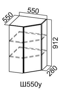 Кухонный навесной шкаф угловой, Модус, Ш550у/912, цемент светлый в Стерлитамаке - предосмотр