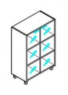 Шкаф со стеклянными дверьми Offix-NEW OMC 87.2  874x450x1329 Дуб Сонома светлый/Металлик в Стерлитамаке - изображение