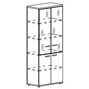 Шкаф для документов Albero, со стеклянными дверьми в рамке (задняя стенка ДСП) (78х36,4х193) в Стерлитамаке